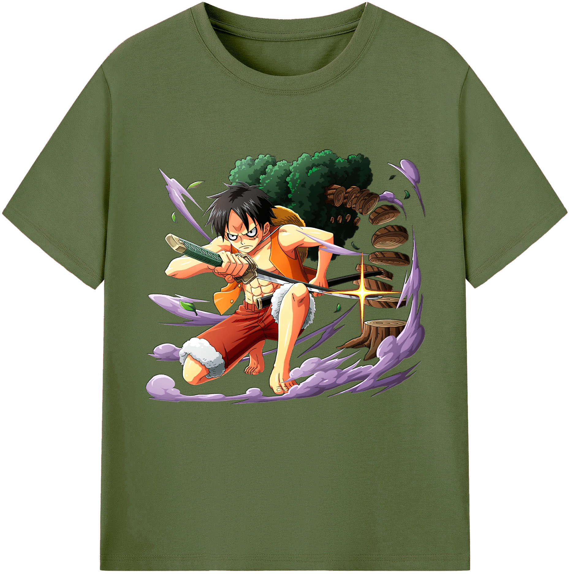 ワンピース モンキー・D・ルフィ ONE PIECE Monkey D. Luffy 綿100％半袖Tシャツ（フロントプリント）